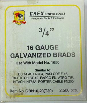 Picture of GREX Galvanized Brad Nails for 16 Gauge (3/4"Length)