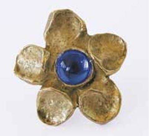 Picture of 2" Jewel Tones Flower Design Knob with Stones (BLUE)