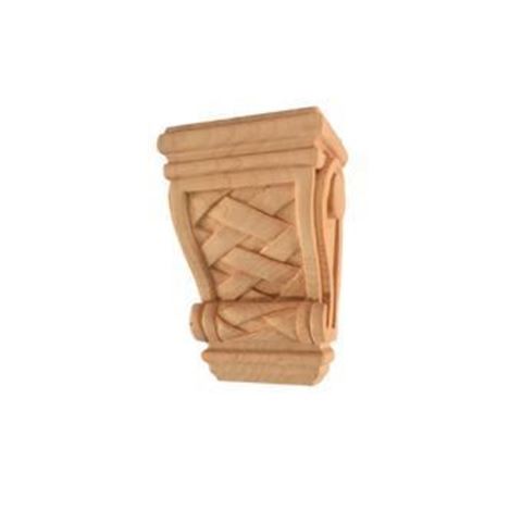 Picture of Unfinished Mini Basket Weave Corbel Rubberwood (CORBEL-BW-4-RW)