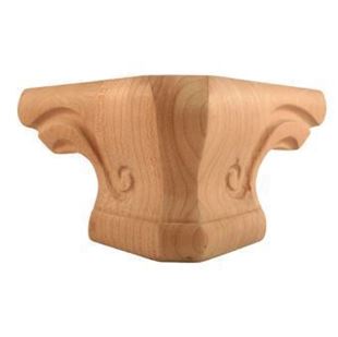 Picture of Unfinished Rounded Ped Foot Corner Red Oak (PED-3-CR-RO)