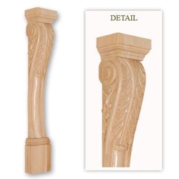 Picture of Handcarved Mantel Bases Posts Red Oak (1025O)